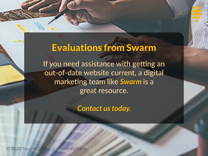 Describes with text that Swarm offers to help with website redesign