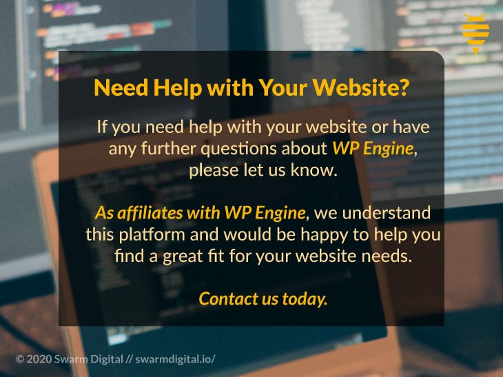 Callout 4- Blurred computer screen in background with text; Need Help with your website?