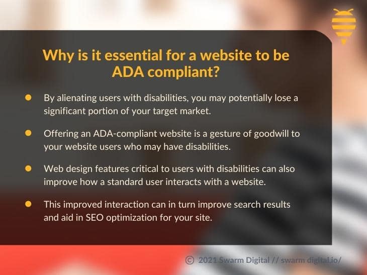 Callout 2- Why is it essential for a website to be ADA compliant? 4 bullet points - blurred background