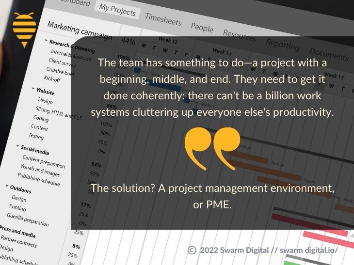 Callout 1- Project app open to marketing campaign tasks- Project management environment quote from text
