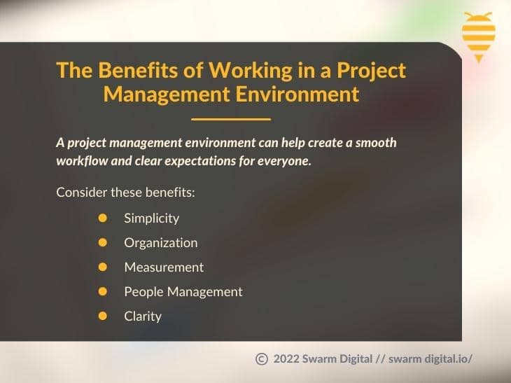 Callout 2- The Benefits of Working in a Project Management Environment - 5 benefits listed
