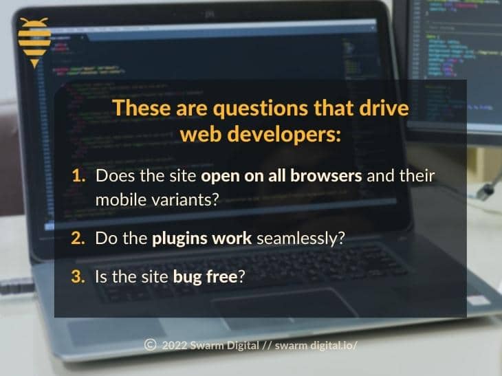 Callout 4: 3 questions that drive a web developer listed