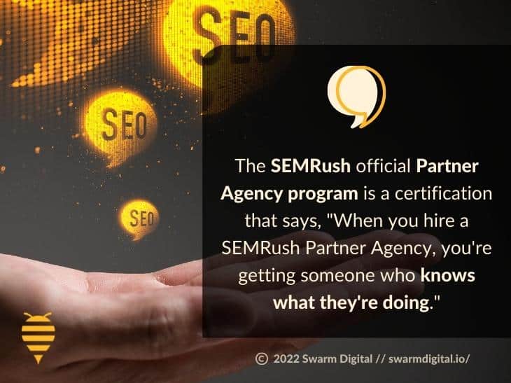 Callout 2: SEO SEMRush partner concept with helping hand - SEMRush Partner Agency program benefit quote from text