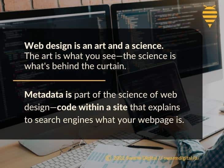 Callout 3: Web designer at work on computer - Metadata is part of the science of web design