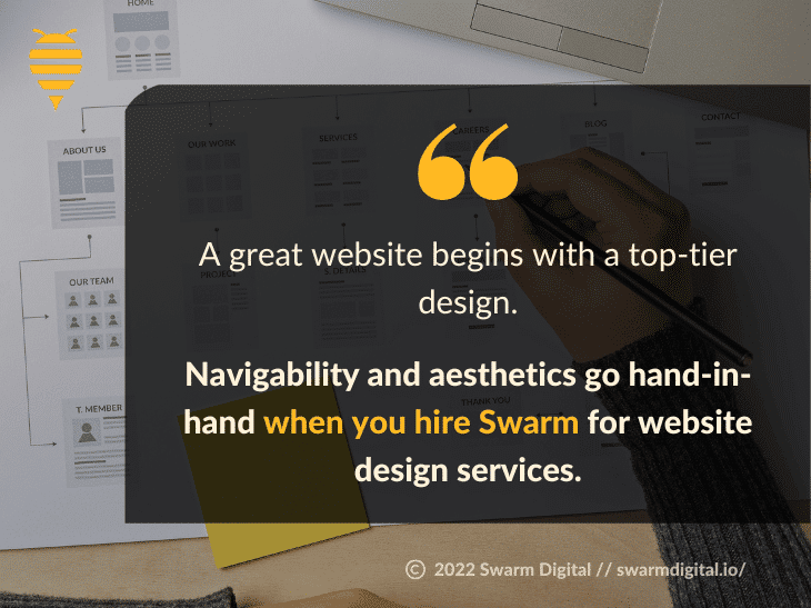 Image quote: A great website behind with a top-tier design