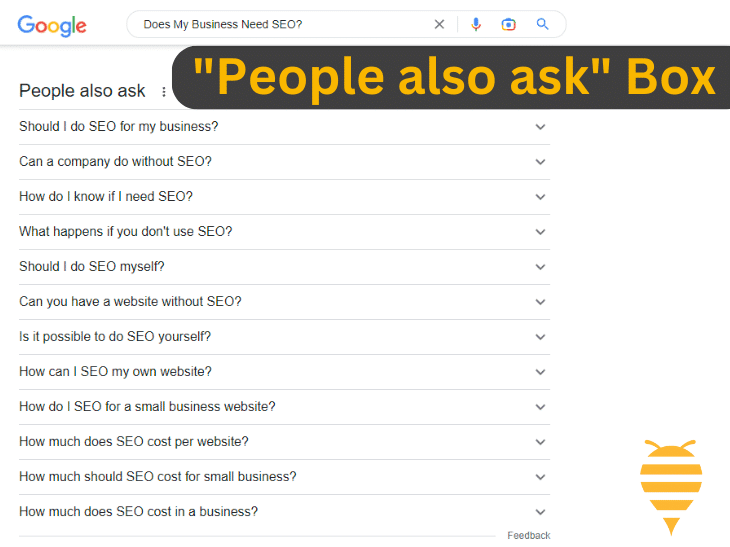 this image shows googles results page featuring the People also ask box