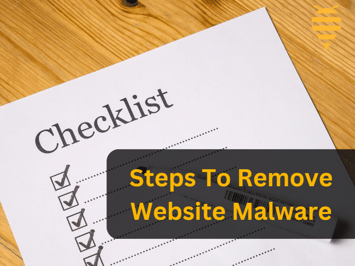 This image features a checklist on how to remove website malware